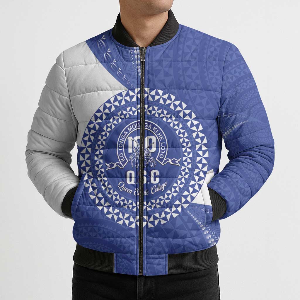 Queen Salote College 100th Anniversary Personalized Bomber Puffer Jacket Est 1926 Kolisi Fefine Tongan Ngatu Pattern LT14 - Polynesian Pride