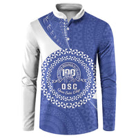 Queen Salote College 100th Anniversary Personalized Button Sweatshirt Est 1926 Kolisi Fefine Tongan Ngatu Pattern LT14 Blue - Polynesian Pride