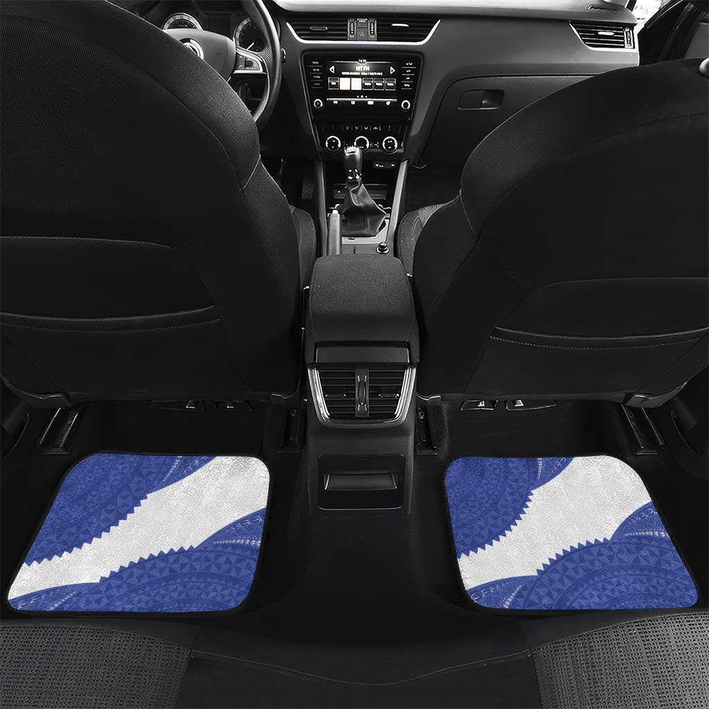 Queen Salote College 100th Anniversary Personalized Car Mats Est 1926 Kolisi Fefine Tongan Ngatu Pattern LT14 Set 2pcs - Back Blue - Polynesian Pride