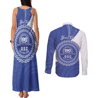 Queen Salote College 100th Anniversary Personalized Couples Matching Tank Maxi Dress and Long Sleeve Button Shirt Est 1926 Kolisi Fefine Tongan Ngatu Pattern