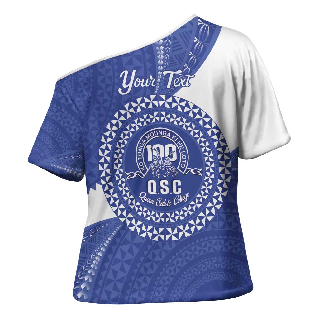 Queen Salote College 100th Anniversary Personalized Cross Shoulder Shirt Est 1926 Kolisi Fefine Tongan Ngatu Pattern LT14 - Polynesian Pride