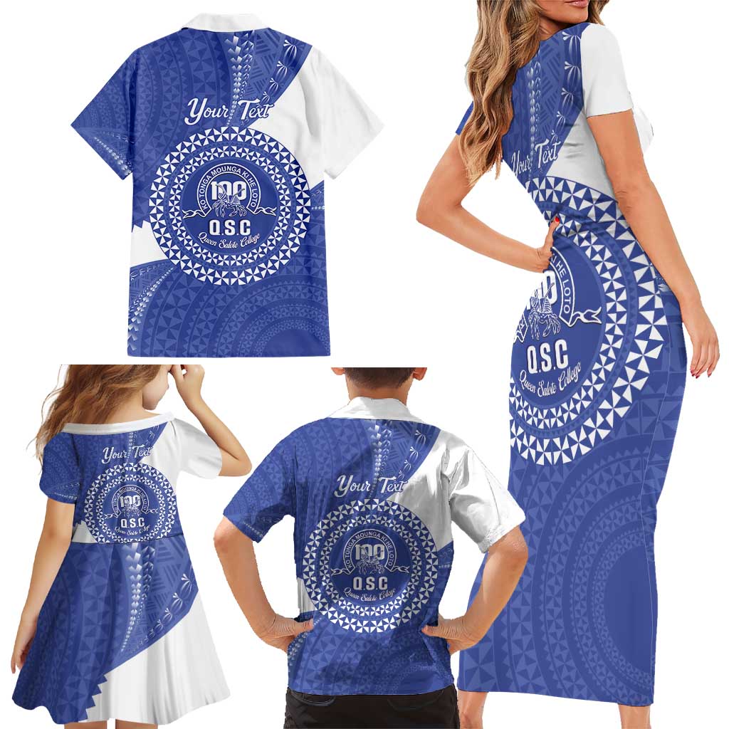 Queen Salote College 100th Anniversary Personalized Family Matching Short Sleeve Bodycon Dress and Hawaiian Shirt Est 1926 Kolisi Fefine Tongan Ngatu Pattern