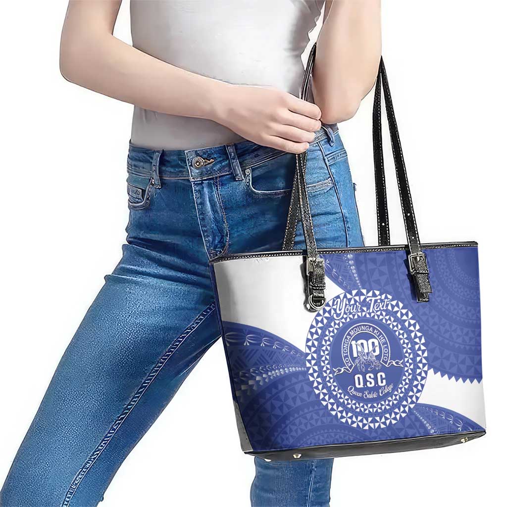 Queen Salote College 100th Anniversary Personalized Leather Tote Bag Est 1926 Kolisi Fefine Tongan Ngatu Pattern LT14 - Polynesian Pride