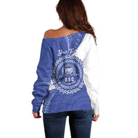 Queen Salote College 100th Anniversary Personalized Off Shoulder Sweater Est 1926 Kolisi Fefine Tongan Ngatu Pattern LT14 - Polynesian Pride