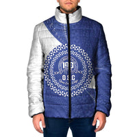 Queen Salote College 100th Anniversary Personalized Padded Jacket Est 1926 Kolisi Fefine Tongan Ngatu Pattern LT14 Men Blue - Polynesian Pride