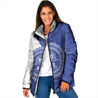 Queen Salote College 100th Anniversary Personalized Padded Jacket Est 1926 Kolisi Fefine Tongan Ngatu Pattern LT14 Women Blue - Polynesian Pride