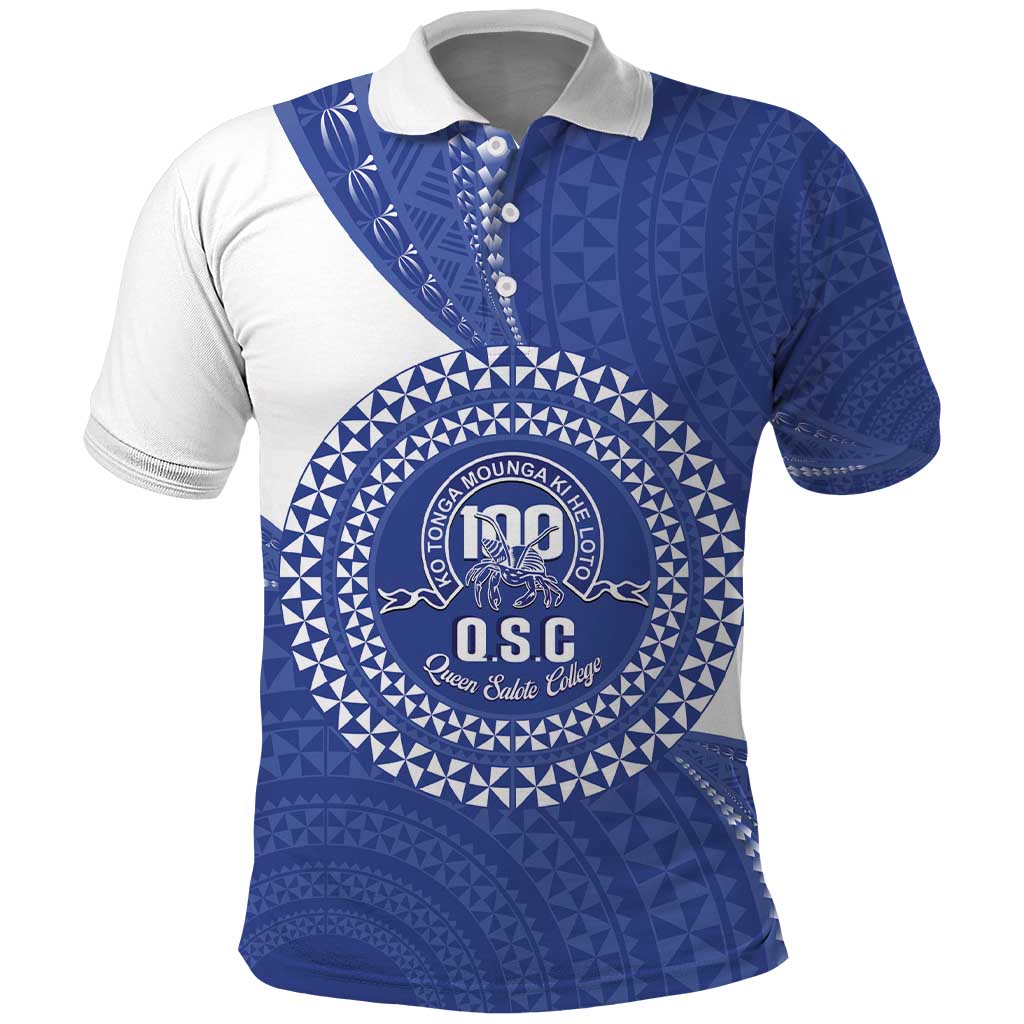 Queen Salote College 100th Anniversary Personalized Polo Shirt Est 1926 Kolisi Fefine Tongan Ngatu Pattern LT14 Blue - Polynesian Pride