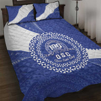 Queen Salote College 100th Anniversary Personalized Quilt Bed Set Est 1926 Kolisi Fefine Tongan Ngatu Pattern LT14 Blue - Polynesian Pride