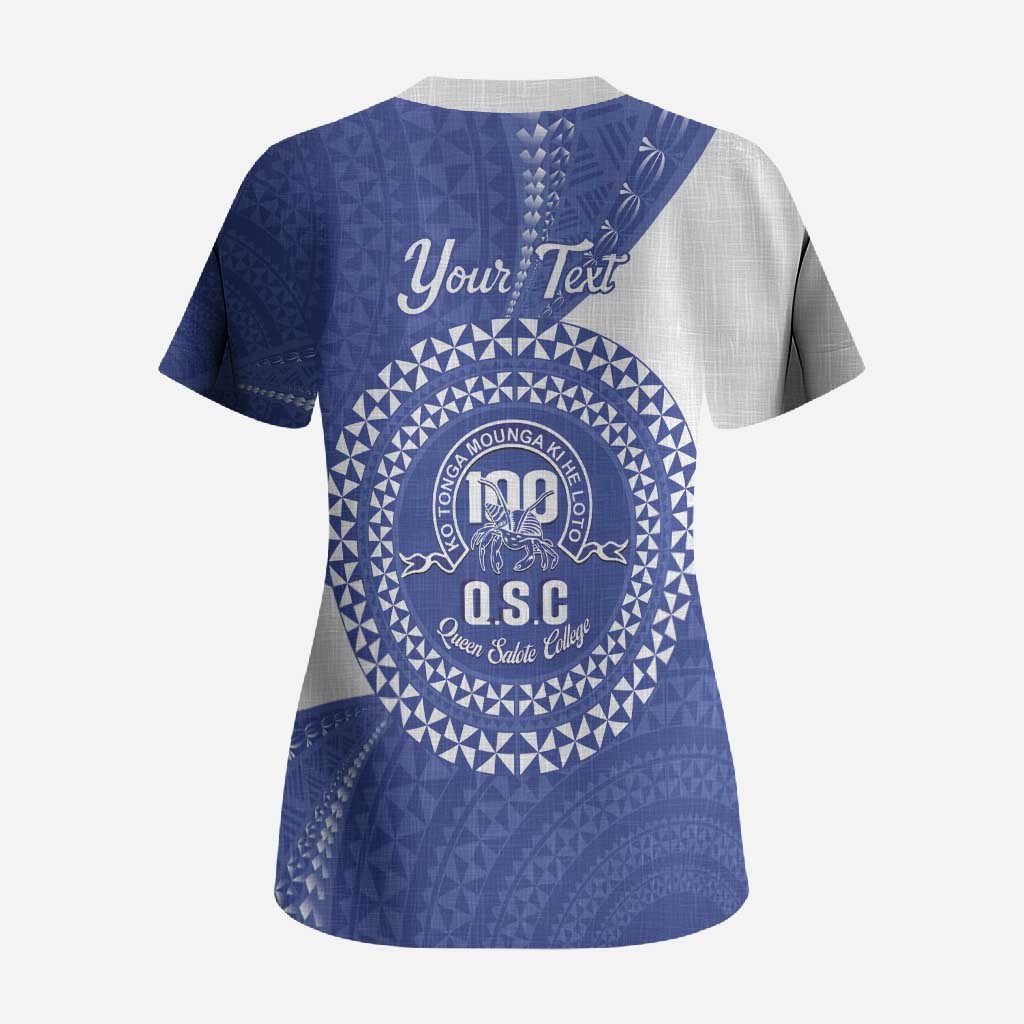 Queen Salote College 100th Anniversary Personalized Scrub Top Est 1926 Kolisi Fefine Tongan Ngatu Pattern LT14 - Polynesian Pride