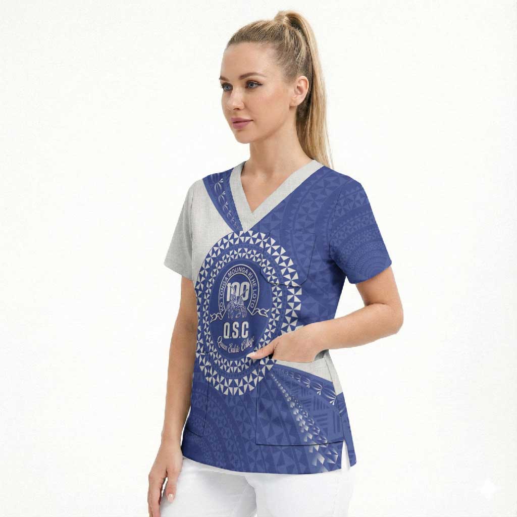 Queen Salote College 100th Anniversary Personalized Scrub Top Est 1926 Kolisi Fefine Tongan Ngatu Pattern LT14 - Polynesian Pride