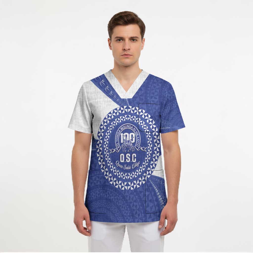 Queen Salote College 100th Anniversary Personalized Scrub Top Est 1926 Kolisi Fefine Tongan Ngatu Pattern LT14 - Polynesian Pride