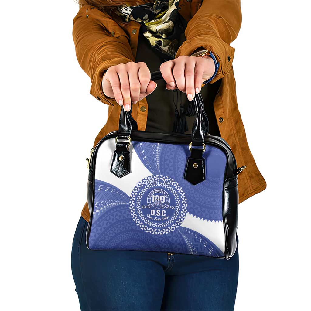Queen Salote College 100th Anniversary Personalized Shoulder Handbag Est 1926 Kolisi Fefine Tongan Ngatu Pattern LT14 One Size Blue - Polynesian Pride