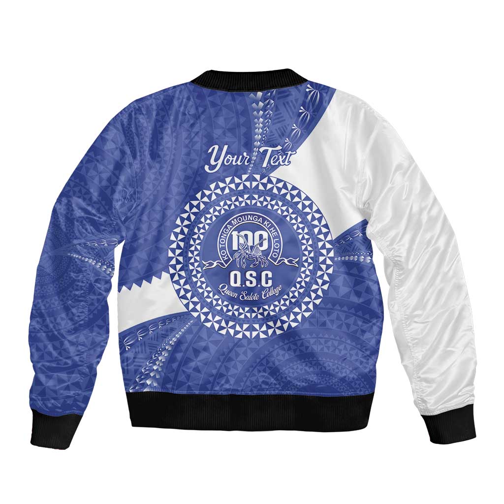 Queen Salote College 100th Anniversary Personalized Sleeve Zip Bomber Jacket Est 1926 Kolisi Fefine Tongan Ngatu Pattern LT14 - Polynesian Pride