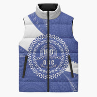 Queen Salote College 100th Anniversary Personalized Sleeveless Puffer Jacket Est 1926 Kolisi Fefine Tongan Ngatu Pattern LT14 Unisex Blue - Polynesian Pride