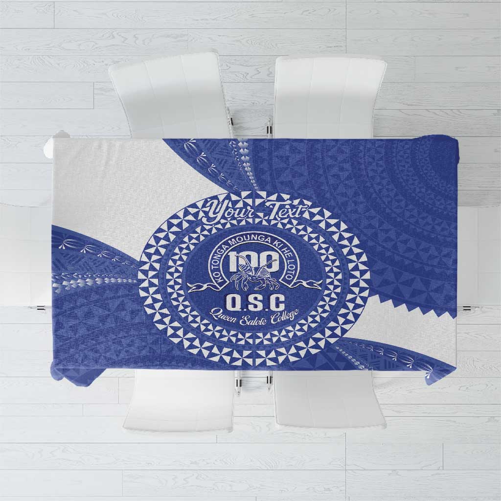 Queen Salote College 100th Anniversary Personalized Tablecloth Est 1926 Kolisi Fefine Tongan Ngatu Pattern LT14 Blue - Polynesian Pride