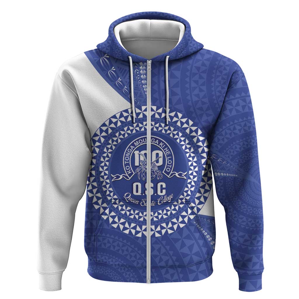 Queen Salote College 100th Anniversary Personalized Zip Hoodie Est 1926 Kolisi Fefine Tongan Ngatu Pattern LT14 Zip Hoodie Blue - Polynesian Pride