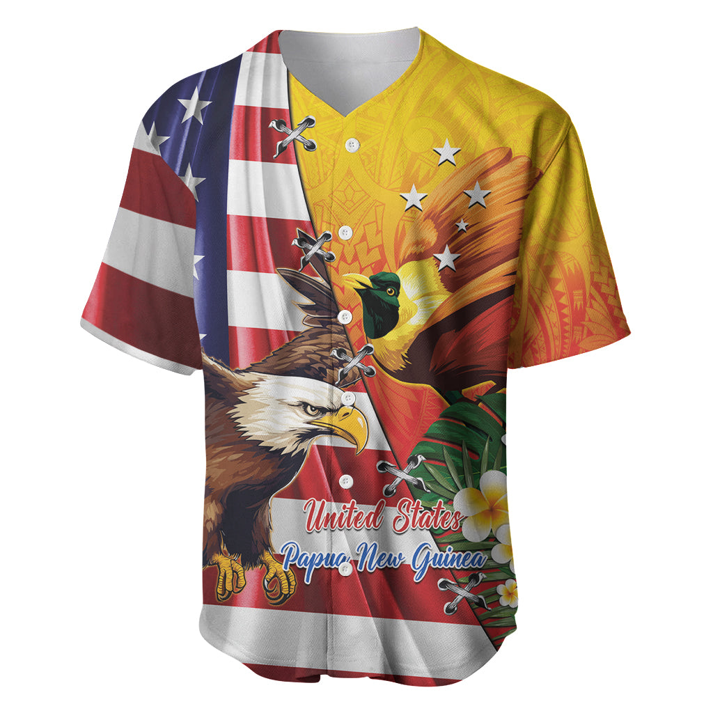 Personalised United States And Papua New Guinea Baseball Jersey USA Eagle With PNG Bird Of Paradise