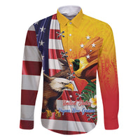 Personalised United States And Papua New Guinea Family Matching Long Sleeve Bodycon Dress and Hawaiian Shirt USA Eagle With PNG Bird Of Paradise