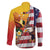 Personalised United States And Papua New Guinea Family Matching Off The Shoulder Long Sleeve Dress and Hawaiian Shirt USA Eagle With PNG Bird Of Paradise