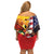 Personalised United States And Papua New Guinea Family Matching Off Shoulder Short Dress and Hawaiian Shirt USA Eagle With PNG Bird Of Paradise