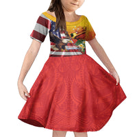 Personalised United States And Papua New Guinea Kid Short Sleeve Dress USA Eagle With PNG Bird Of Paradise