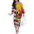 Personalised United States And Papua New Guinea Off The Shoulder Long Sleeve Dress USA Eagle With PNG Bird Of Paradise