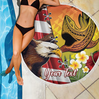 Personalised United States And Hawaii Beach Blanket USA Eagle With Hawaiian Shark Tattoo LT14 - Polynesian Pride