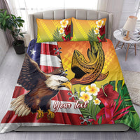 Personalised United States And Hawaii Bedding Set USA Eagle With Hawaiian Shark Tattoo LT14 - Polynesian Pride