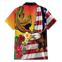 Personalised United States And Hawaii Family Matching Puletasi and Hawaiian Shirt USA Eagle With Hawaiian Shark Tattoo