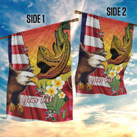 Personalised United States And Hawaii Garden Flag USA Eagle With Hawaiian Shark Tattoo LT14 - Polynesian Pride