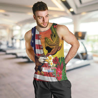 Personalised United States And Hawaii Men Tank Top USA Eagle With Hawaiian Shark Tattoo LT14 Red - Polynesian Pride