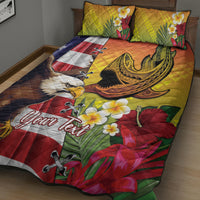 Personalised United States And Hawaii Quilt Bed Set USA Eagle With Hawaiian Shark Tattoo LT14 - Polynesian Pride