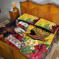 Personalised United States And Hawaii Quilt Bed Set USA Eagle With Hawaiian Shark Tattoo LT14 - Polynesian Pride