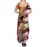 Personalised United States And Hawaii Summer Maxi Dress USA Eagle With Hawaiian Shark Tattoo LT14 - Polynesian Pride