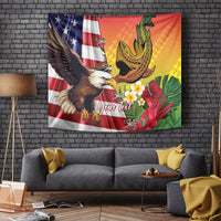 Personalised United States And Hawaii Tapestry USA Eagle With Hawaiian Shark Tattoo LT14 - Polynesian Pride