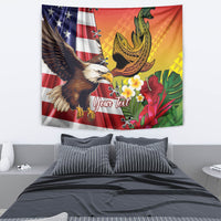 Personalised United States And Hawaii Tapestry USA Eagle With Hawaiian Shark Tattoo LT14 - Polynesian Pride