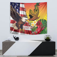 Personalised United States And Hawaii Tapestry USA Eagle With Hawaiian Shark Tattoo LT14 - Polynesian Pride