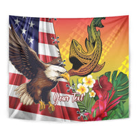 Personalised United States And Hawaii Tapestry USA Eagle With Hawaiian Shark Tattoo LT14 - Polynesian Pride