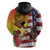 Personalised United States And Hawaii Zip Hoodie USA Eagle With Hawaiian Shark Tattoo