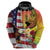 Personalised United States And Hawaii Zip Hoodie USA Eagle With Hawaiian Shark Tattoo