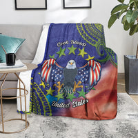 Personalised United States And Cook Islands Blanket USA Eagle Mix Polynesian Pattern LT14 - Polynesian Pride