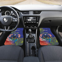 Personalised United States And Cook Islands Car Mats USA Eagle Mix Polynesian Pattern