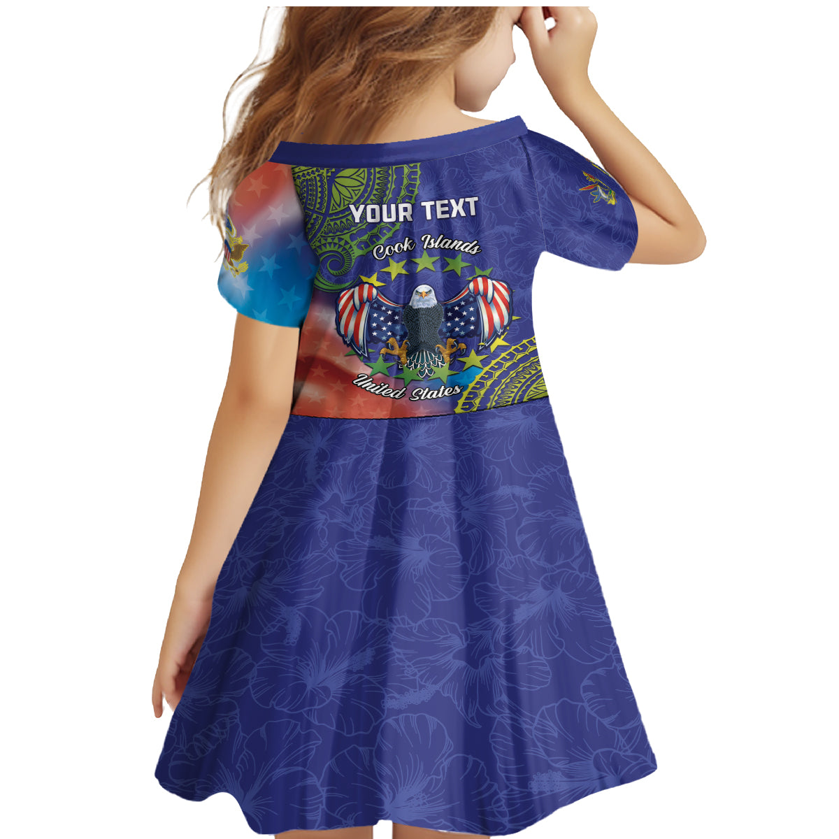 Personalised United States And Cook Islands Family Matching Mermaid Dress and Hawaiian Shirt USA Eagle Mix Polynesian Pattern