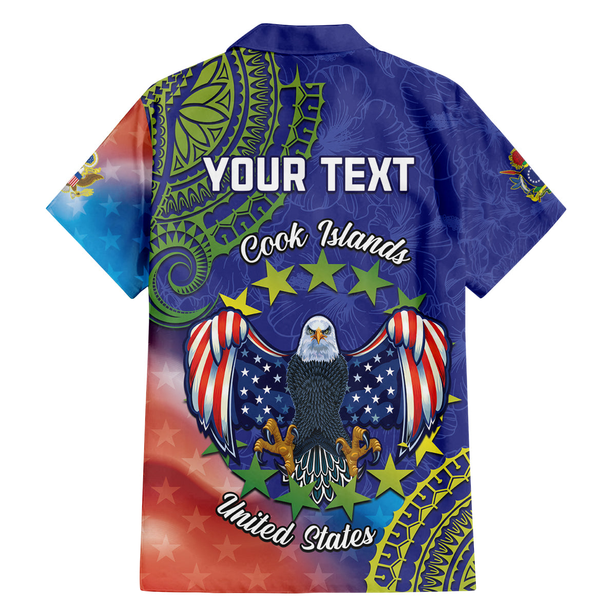 Personalised United States And Cook Islands Family Matching Tank Maxi Dress and Hawaiian Shirt USA Eagle Mix Polynesian Pattern LT14 - Polynesian Pride
