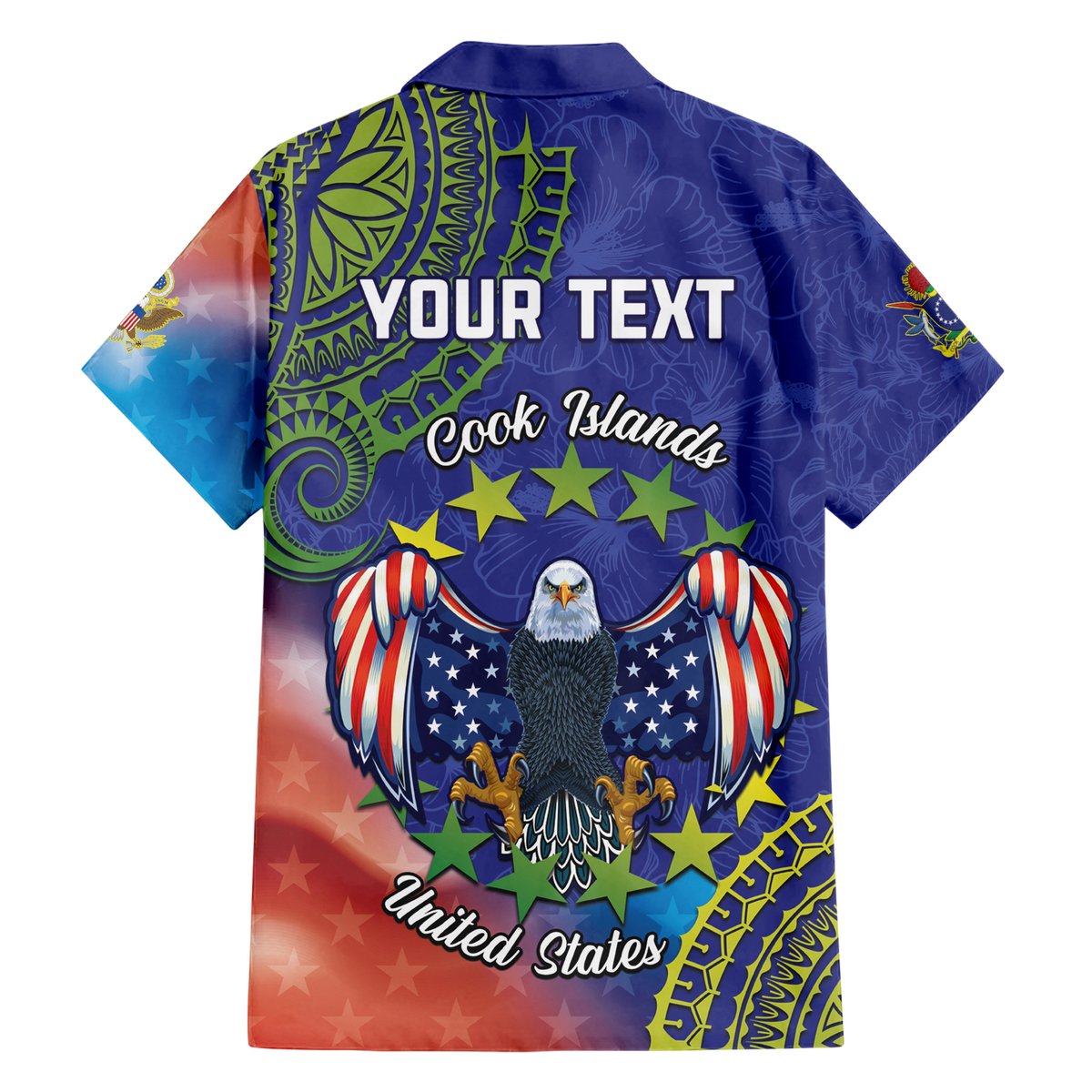 Personalised United States And Cook Islands Hawaiian Shirt USA Eagle Mix Polynesian Pattern LT14 - Polynesian Pride