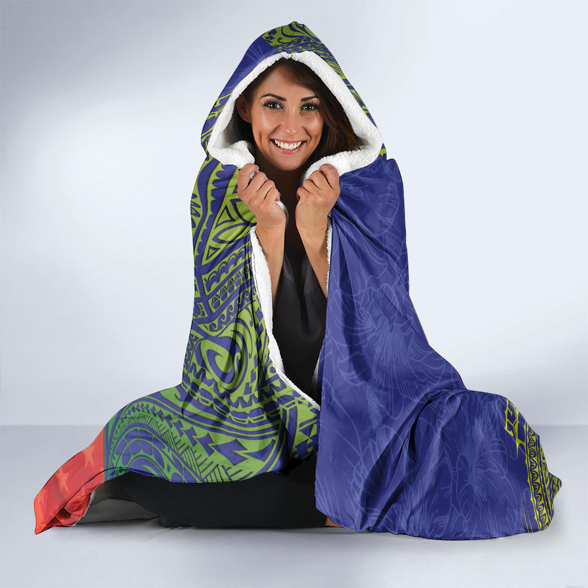 Personalised United States And Cook Islands Hooded Blanket USA Eagle Mix Polynesian Pattern LT14 - Polynesian Pride