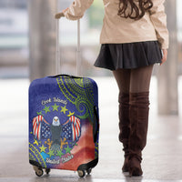 Personalised United States And Cook Islands Luggage Cover USA Eagle Mix Polynesian Pattern