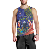 Personalised United States And Cook Islands Men Tank Top USA Eagle Mix Polynesian Pattern LT14 - Polynesian Pride