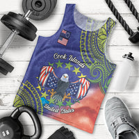 Personalised United States And Cook Islands Men Tank Top USA Eagle Mix Polynesian Pattern LT14 - Polynesian Pride