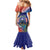 Personalised United States And Cook Islands Mermaid Dress USA Eagle Mix Polynesian Pattern